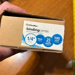 OfficeMax Binding Combs 1/4 Inch Black 100 Count Plastic for Document Binding